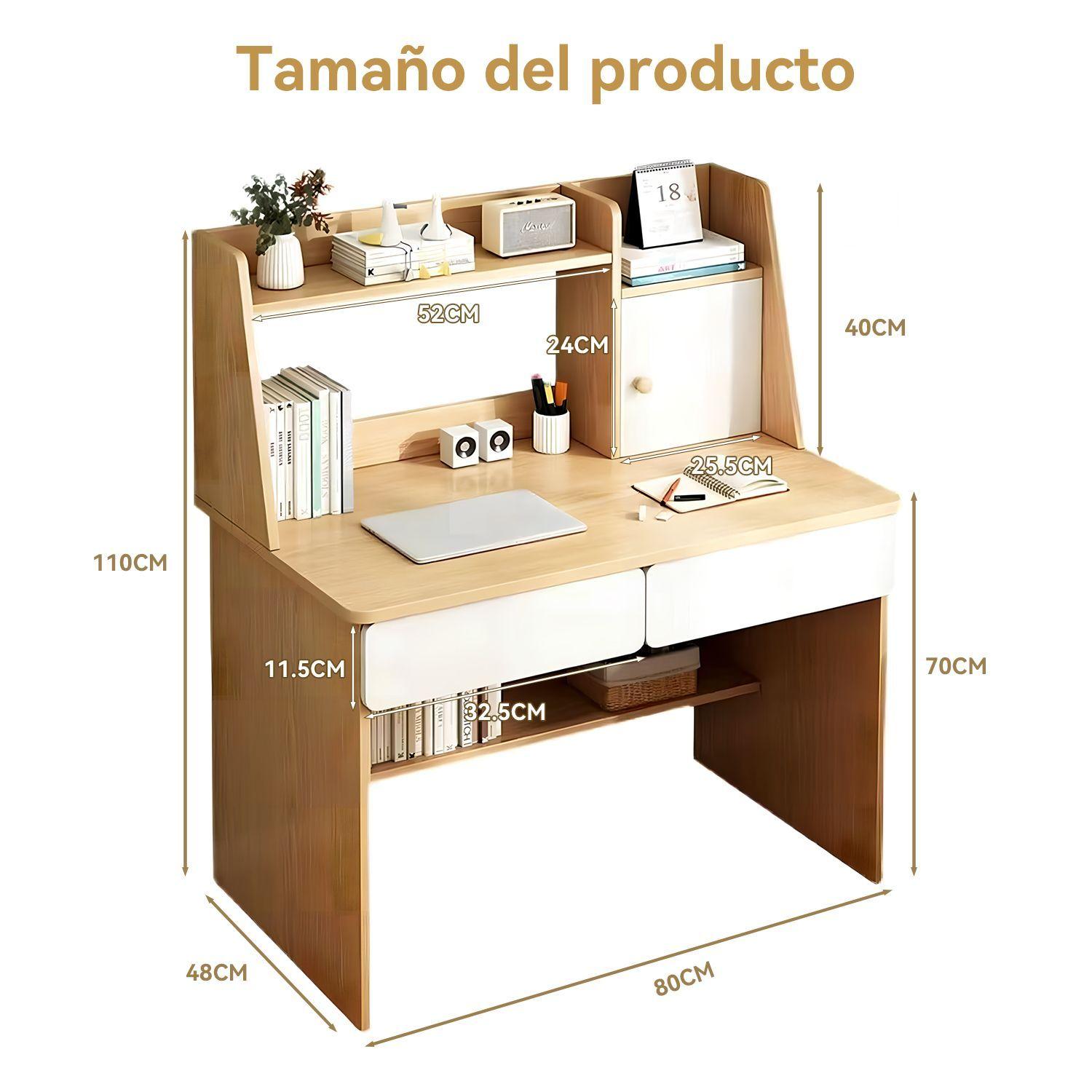 Escritorio Con Estanteria 80 110cm Caj n Gabinete Oficina-8