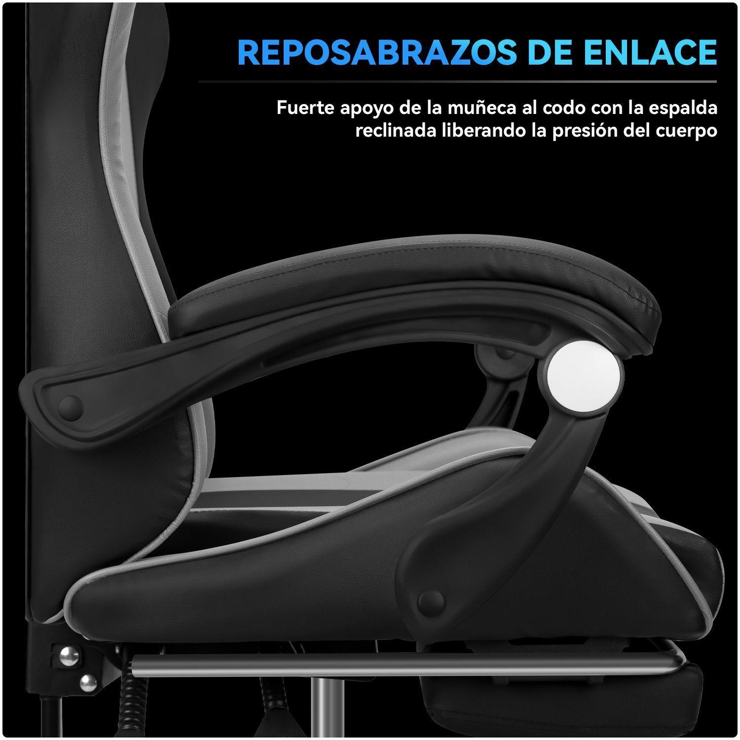 Silla Gamer Profesional GX2000 con Reposapies Gris Vidita-6