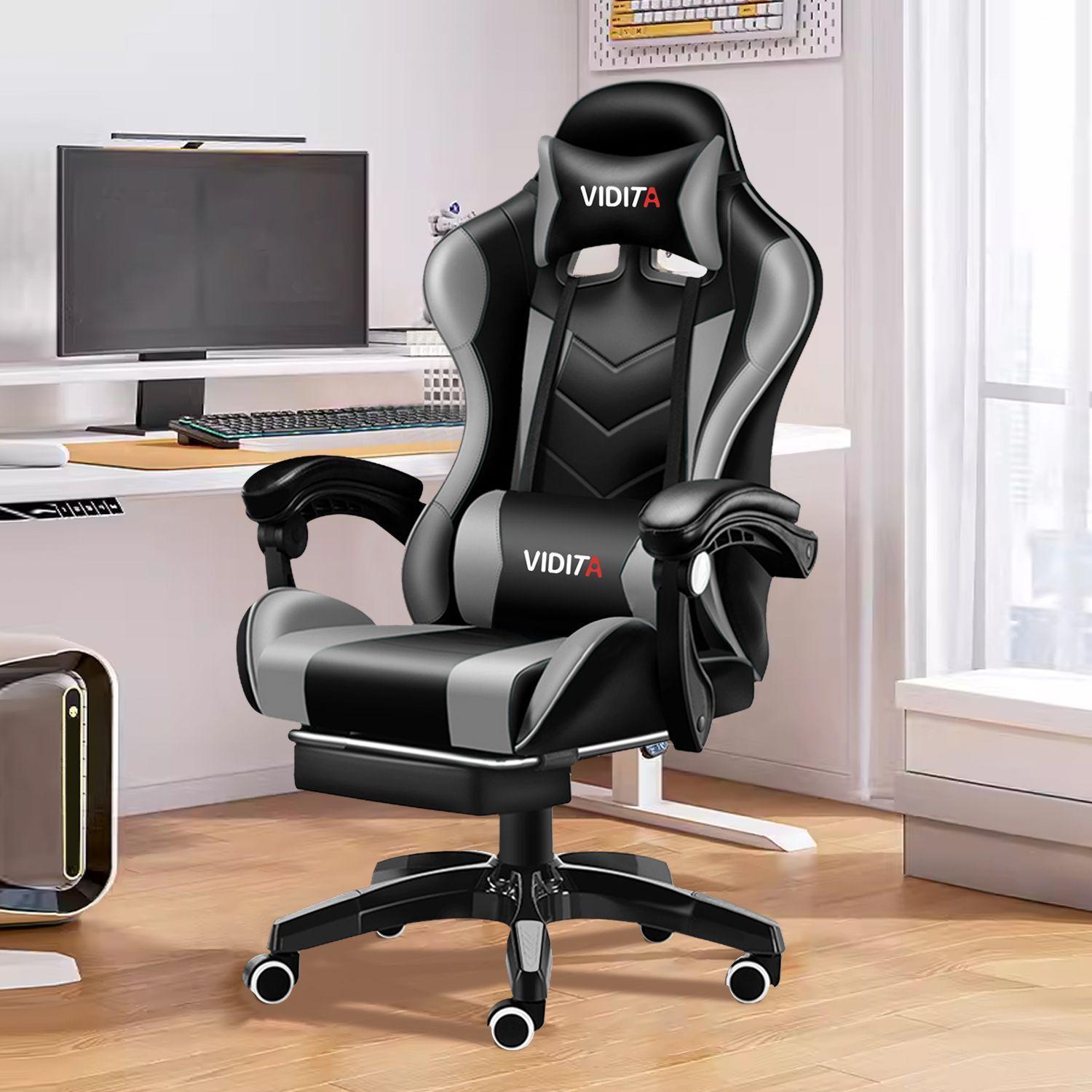 Silla Gamer Profesional GX2000 con Reposapies Gris Vidita-8