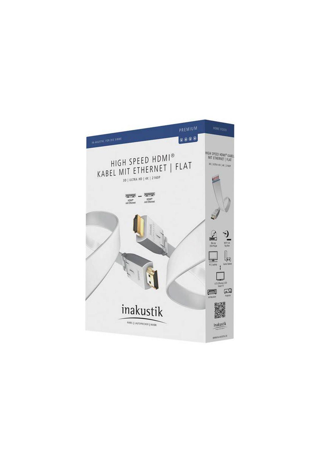 Cable de Audio y Video Inakustik Premium HDMI Flat de 5.0 metros-2
