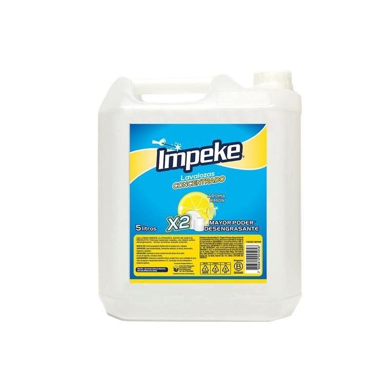 Lavalozas líquido Impeke concentrado 5 L con doble activo desengrasante limón-0