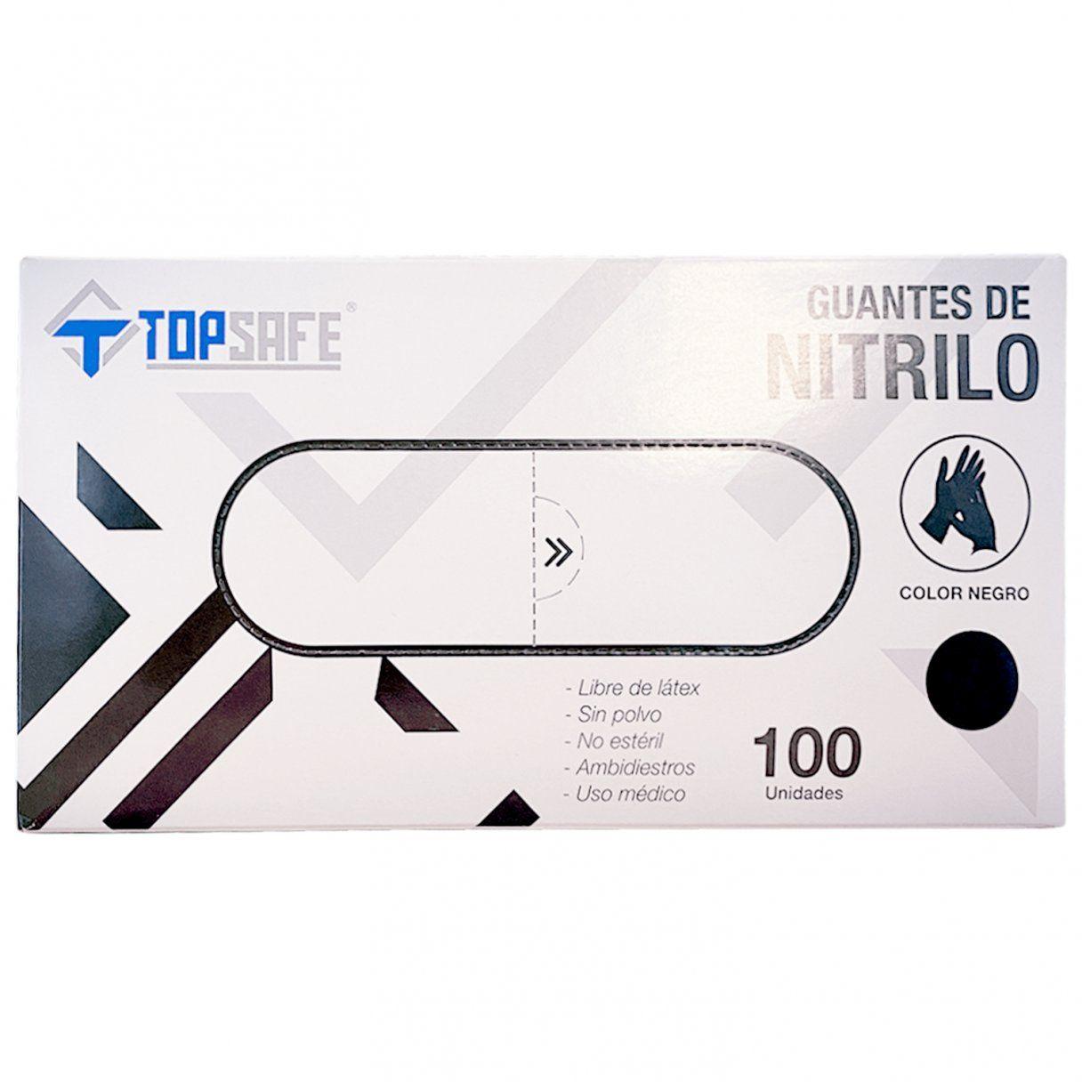 Guantes de nitrilo TopSafe talla S 100 unidades negro-1