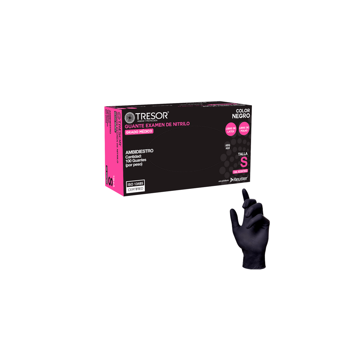 Guantes de nitrilo TRESOR talla S sin polvo 100 unidades negro-0