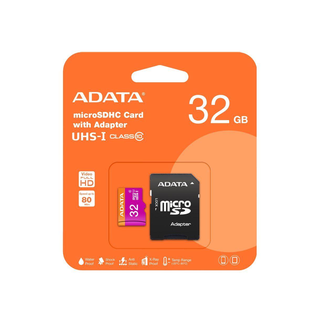 Memoria micro Adata SDHC 32 GB clase 10 con adaptador SD-1