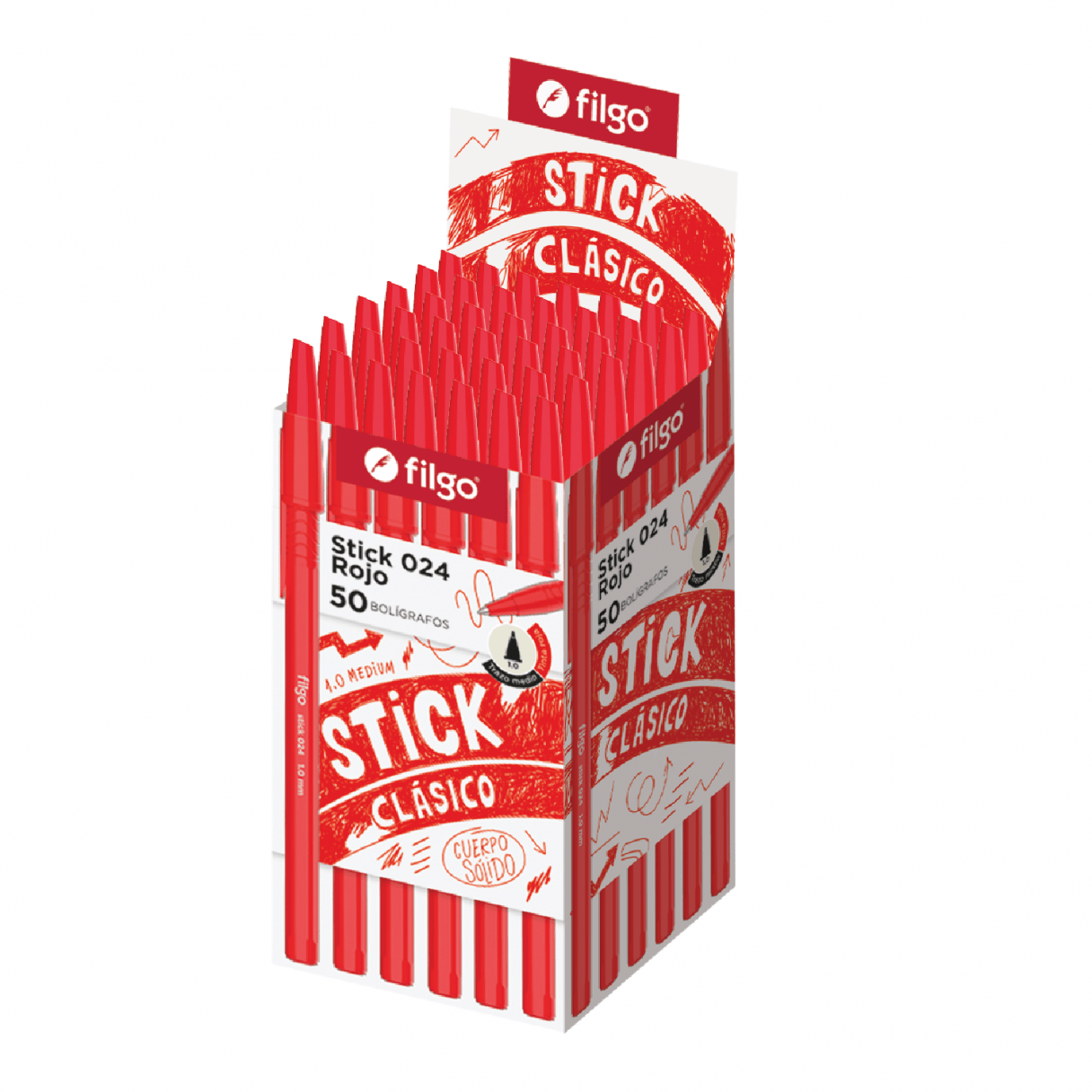 Lápiz pasta Filgo Stick 024 1.0 mm 50 unidades rojo-1