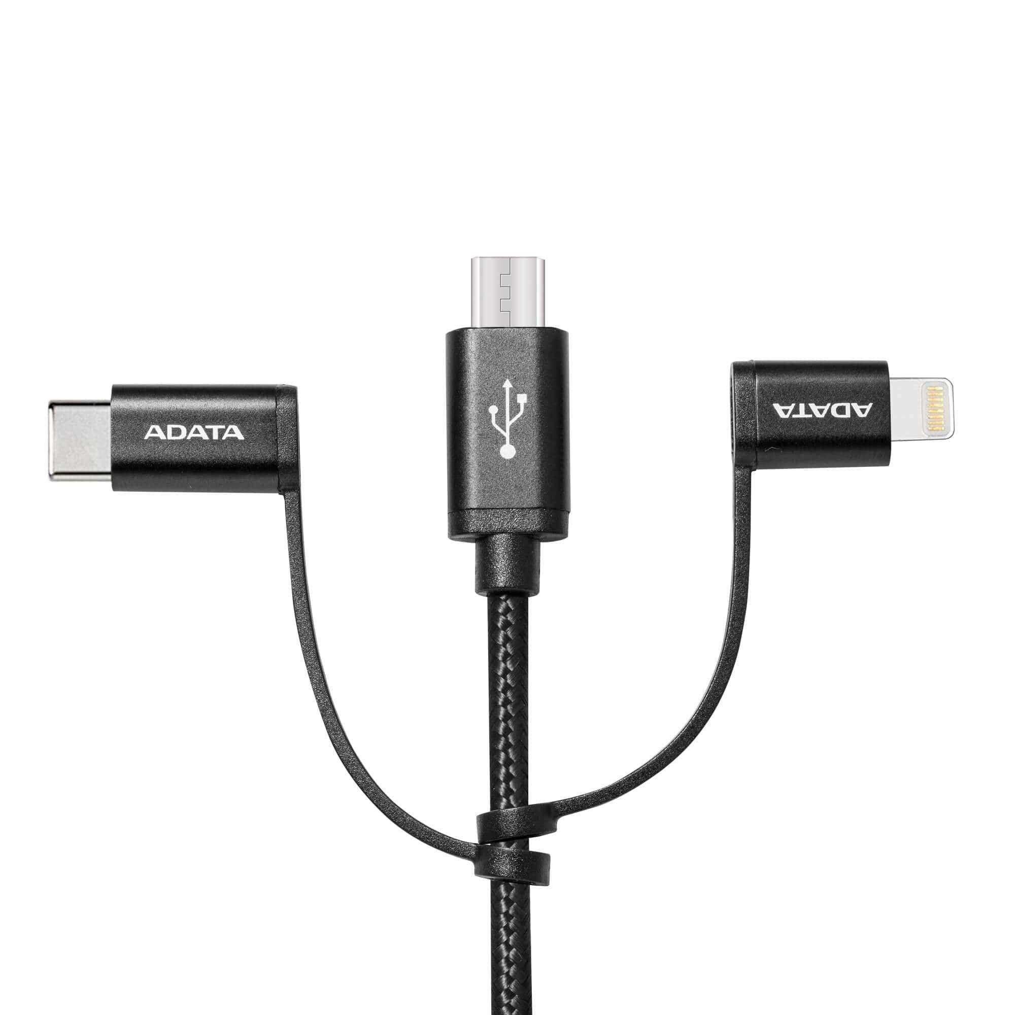 Cable Adata Micro USB 3 en 1 1 m negro-1