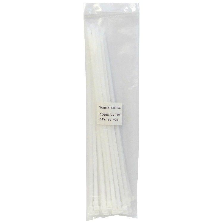 Amarra plástica nylon 400x7,2 mm blanca con 50 unidades-5