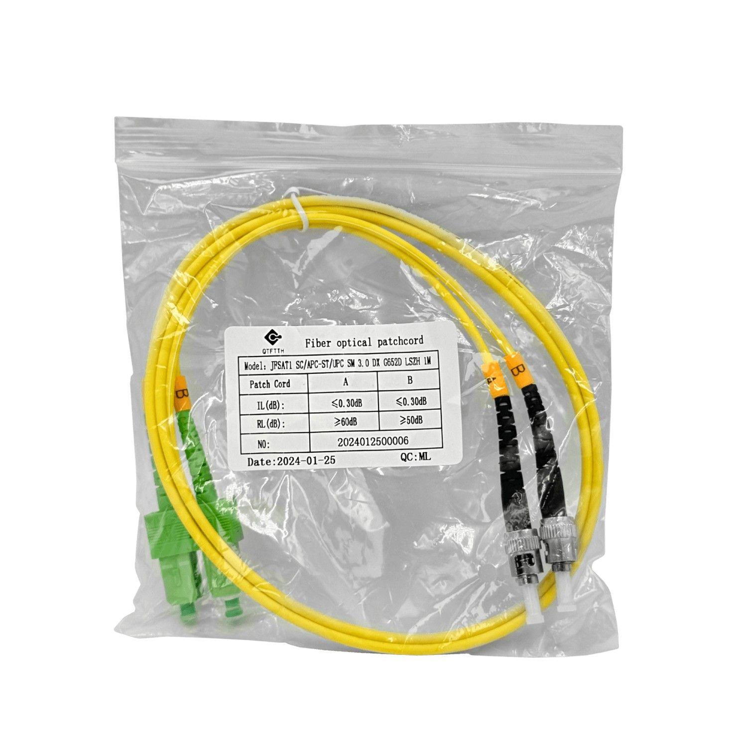 Cable jumper de fibra óptica SC/APC a ST/UPC 1 m 9/125 µm duplex-4