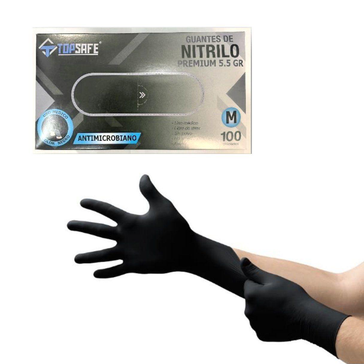 Guantes de nitrilo TopSafe examinación premium talla M 100 unidades negro-2