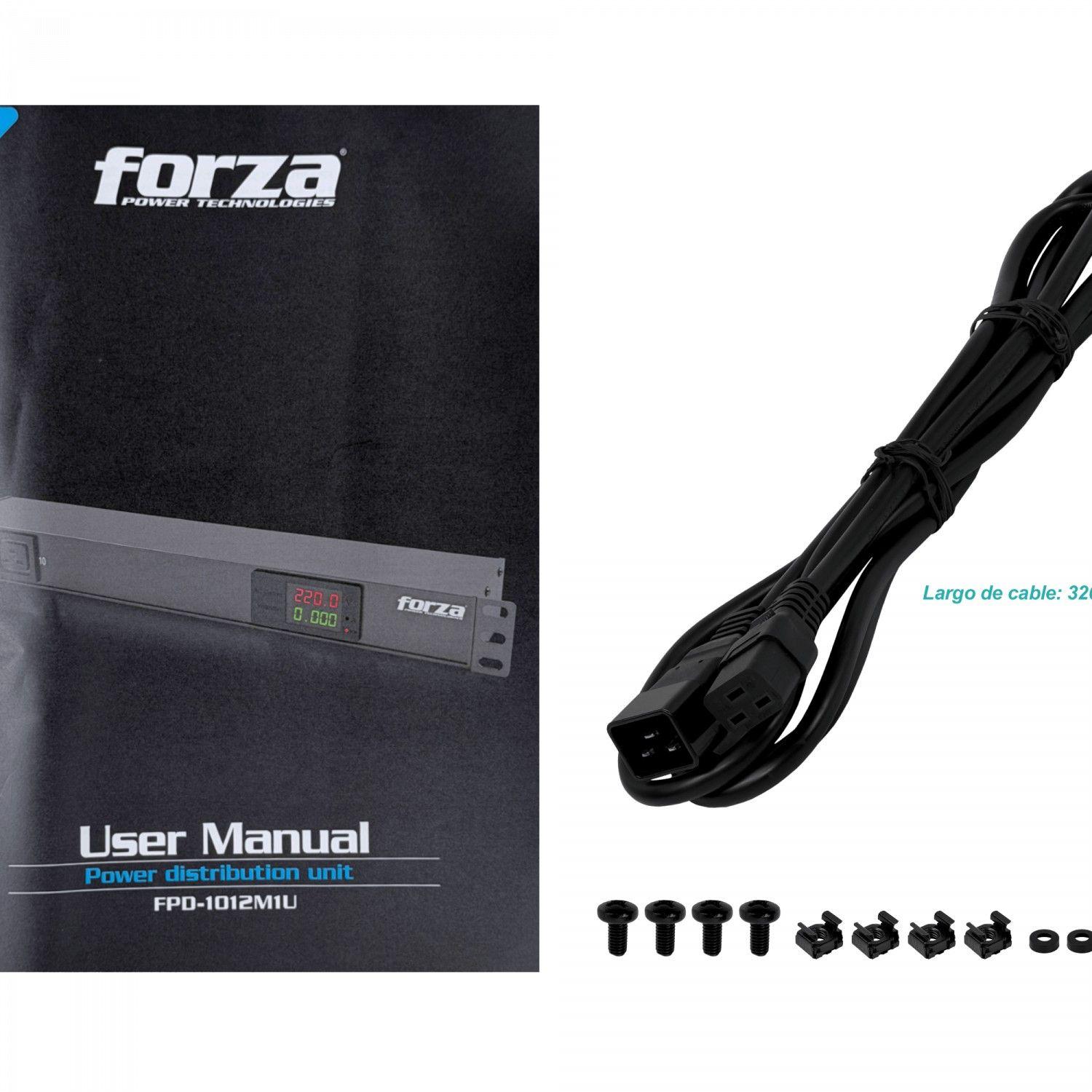 PDU Forza 16 A 4000 W con 8 enchufes C13 y 2 C20 1U-5