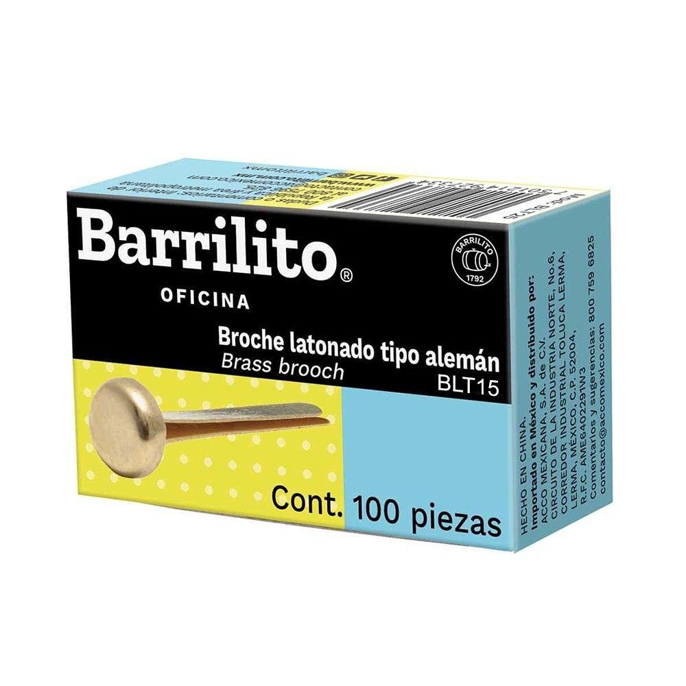 Broche metálico Barrilito 15 mm latonado dorado 100 unidades-0