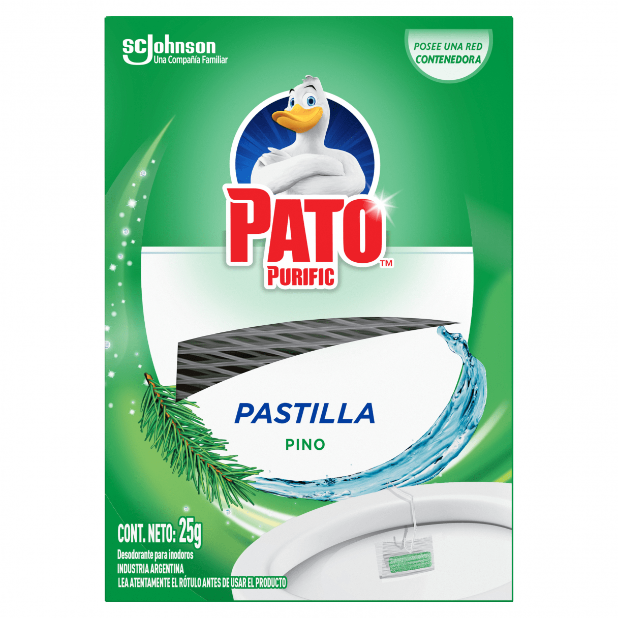Pastilla WC Pato Purific con gancho 25 g aroma a pino-1