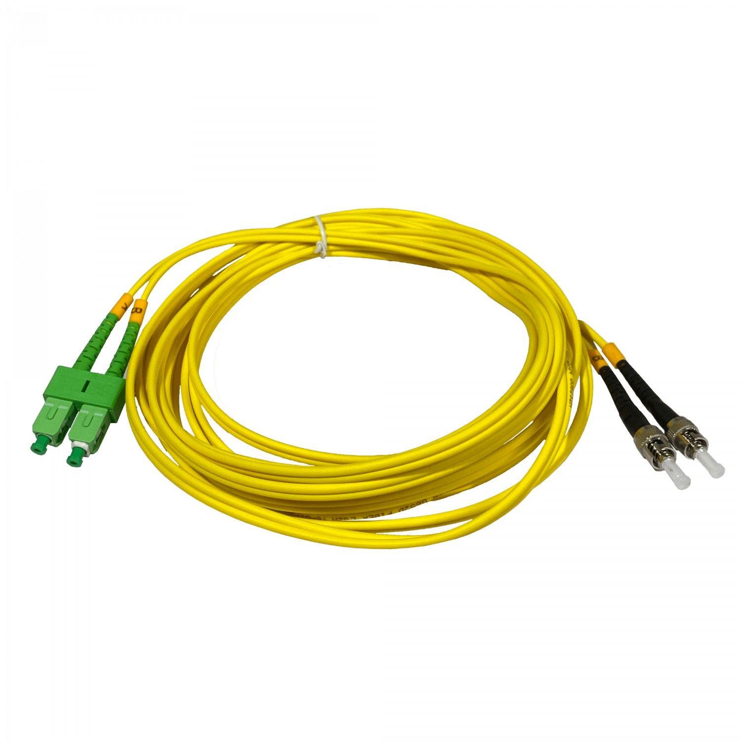 Cable jumper de fibra óptica SC/APC a ST/UPC 5 m monomodo 9/125 um 3 mm-2