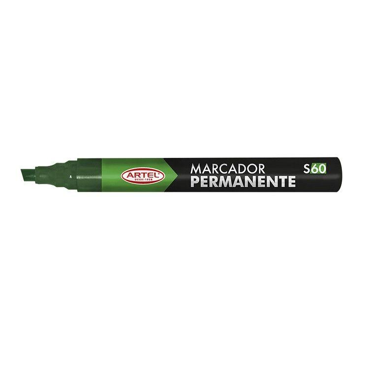Marcador permanente Artel 60 punta biselada verde-0
