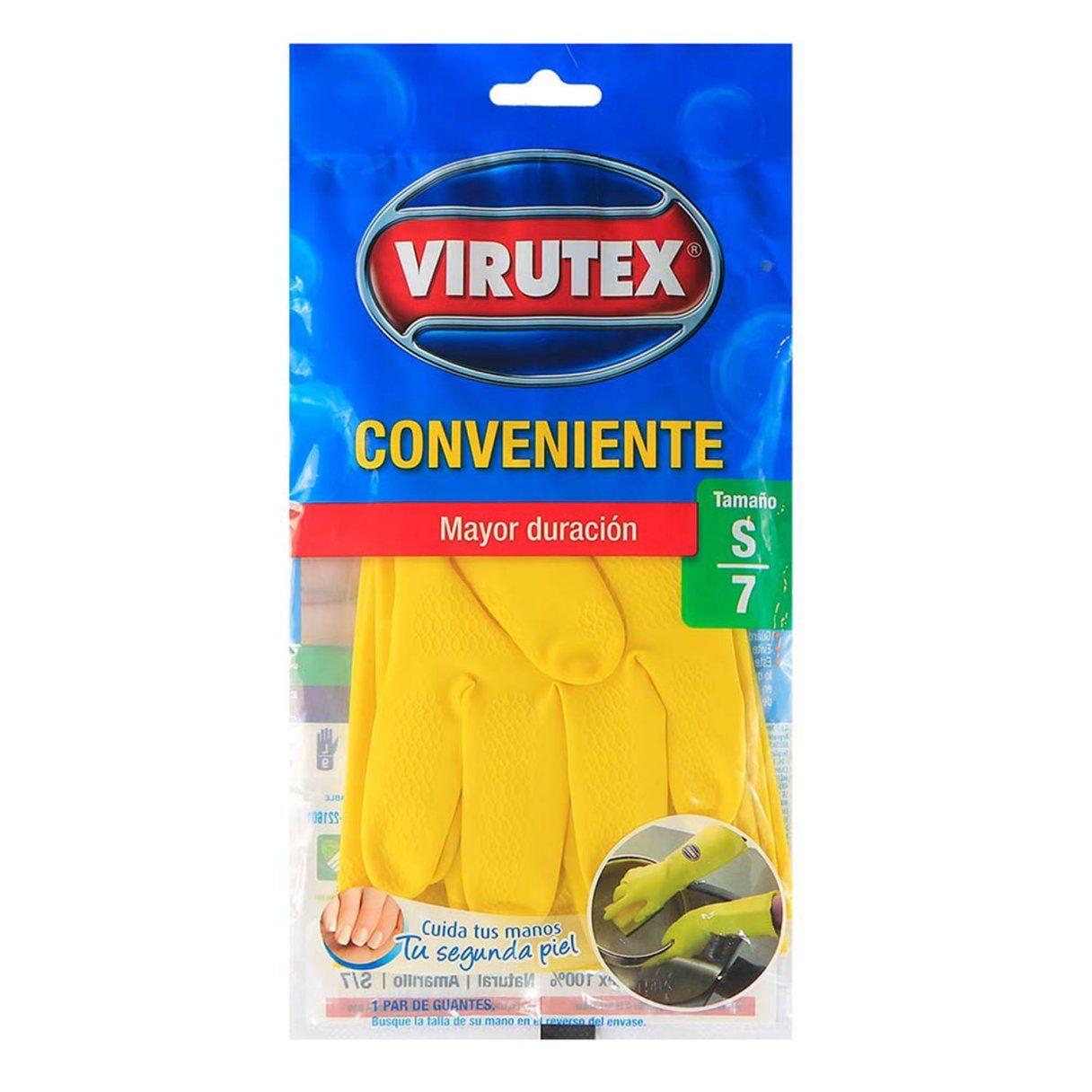 Guantes de látex Virutex multiuso talla S antideslizantes amarillo-0