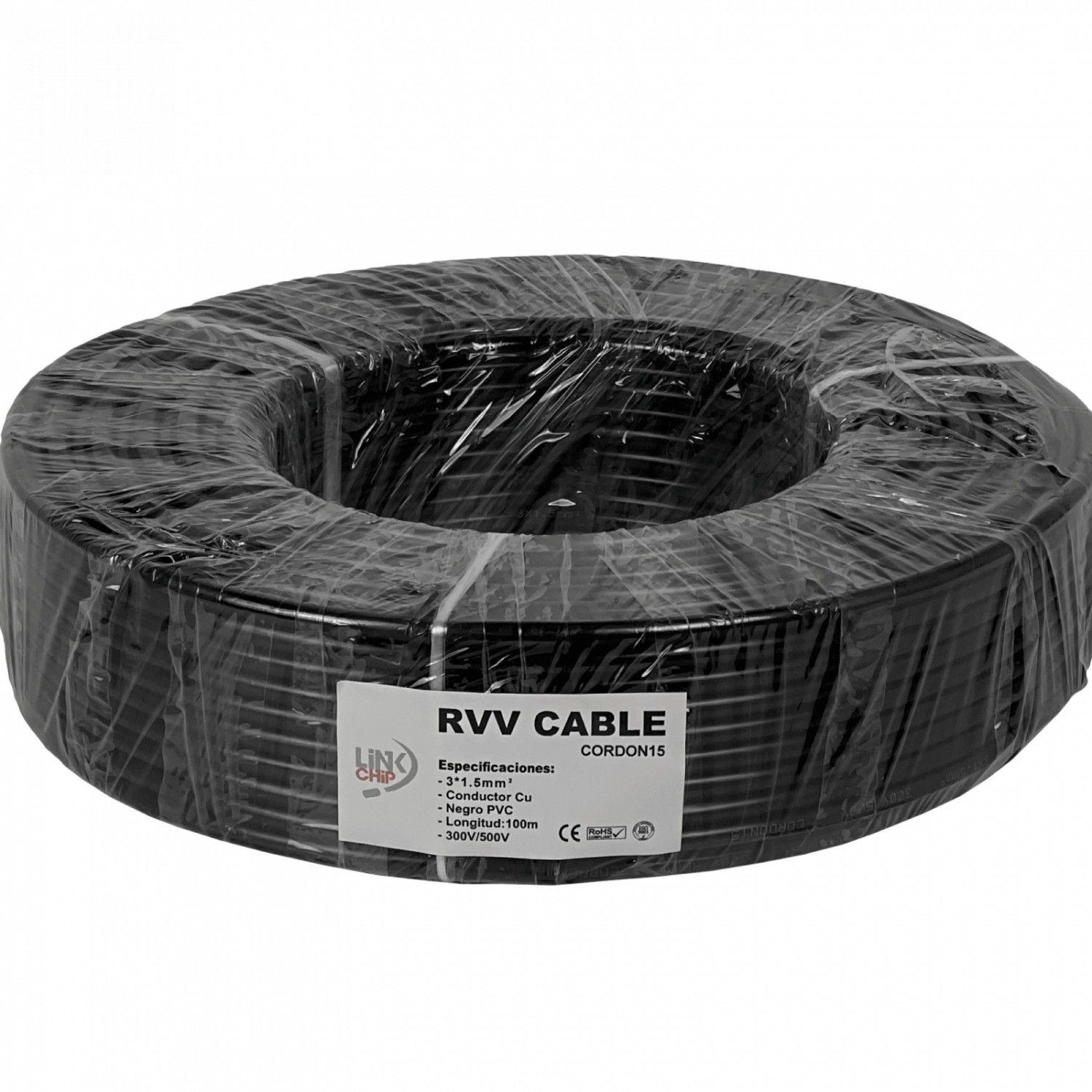 Cable eléctrico RVV 3x1,5 mm 100 m 10-13 A negro-3