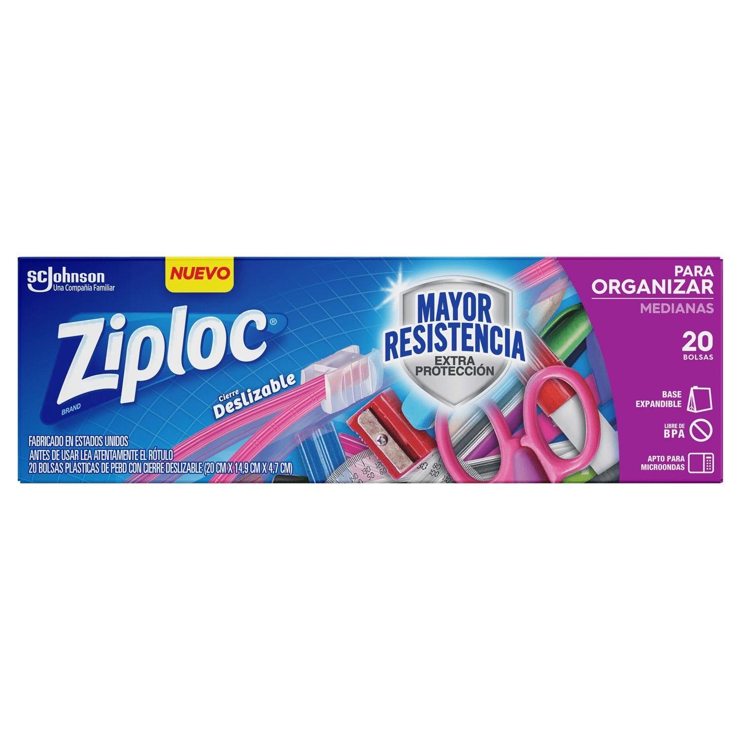 Bolsas Ziploc cierre fácil medianas 15x20 cm caja 20 unidades-0