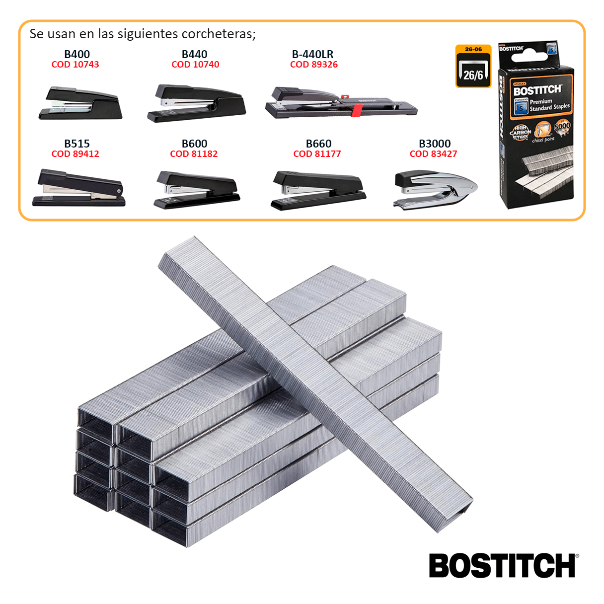 Corchetes Bostitch 26/6 5000 unidades-1
