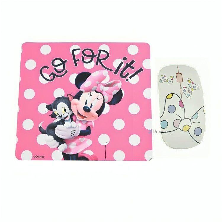 Kit de mouse inalámbrico y mouse pad Disney Minnie-0