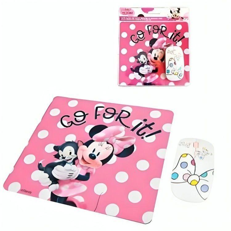 Kit de mouse inalámbrico y mouse pad Disney Minnie-1