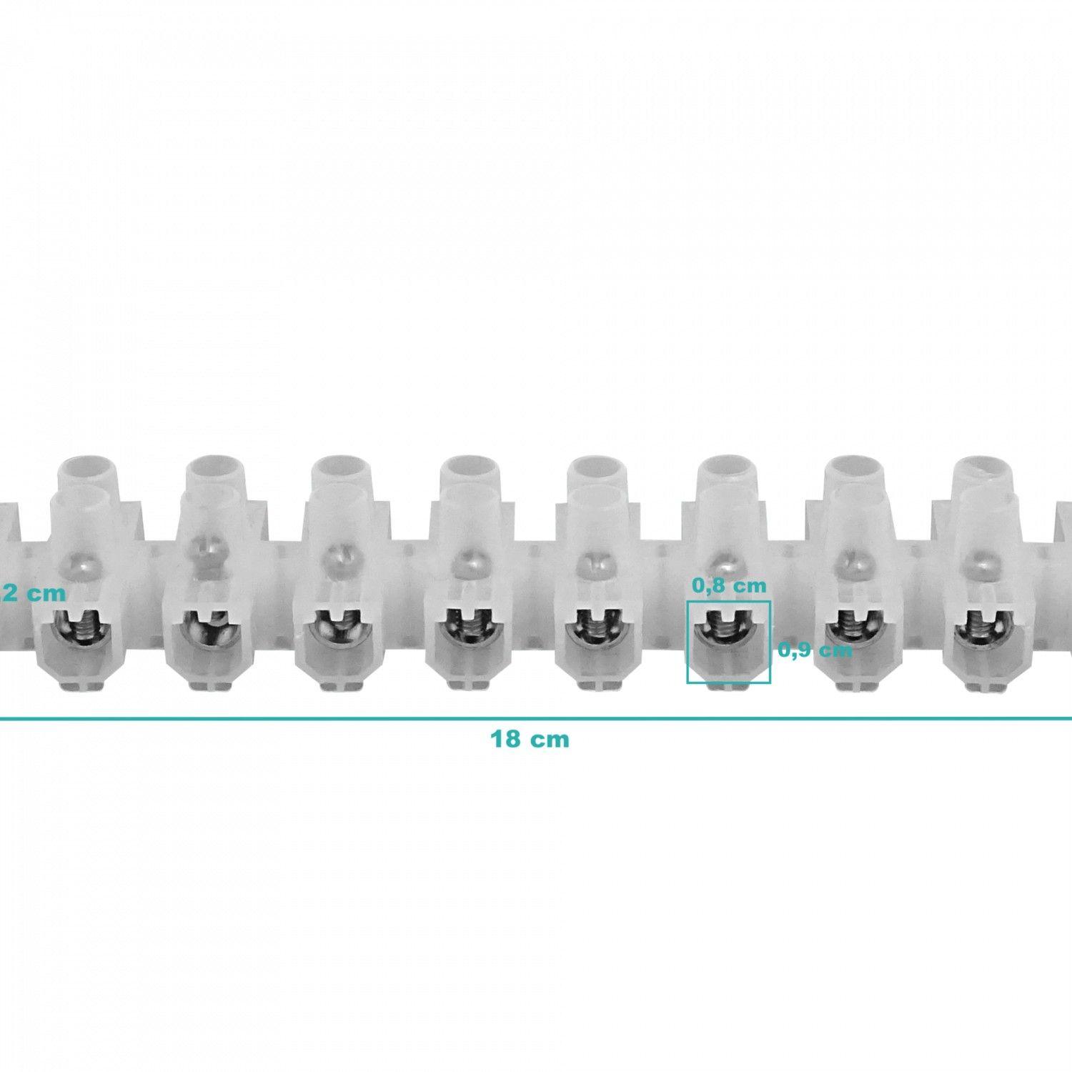 Regleta eléctrica 60 A 12 pares con tornillos 380 V-3