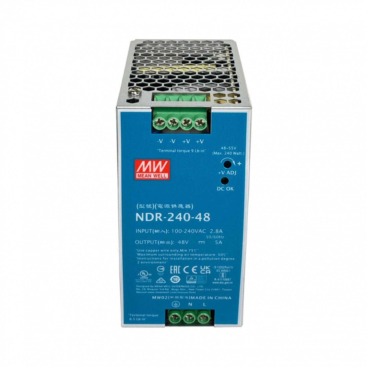 Fuente de poder Meanwell 48 V 240 W 5 A ajustable 48-55 V riel DIN-5