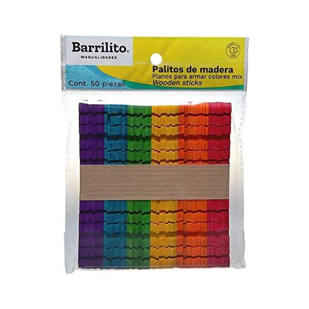 Palos de helado Barrilito ranurados colores surtidos 50 unidades-0