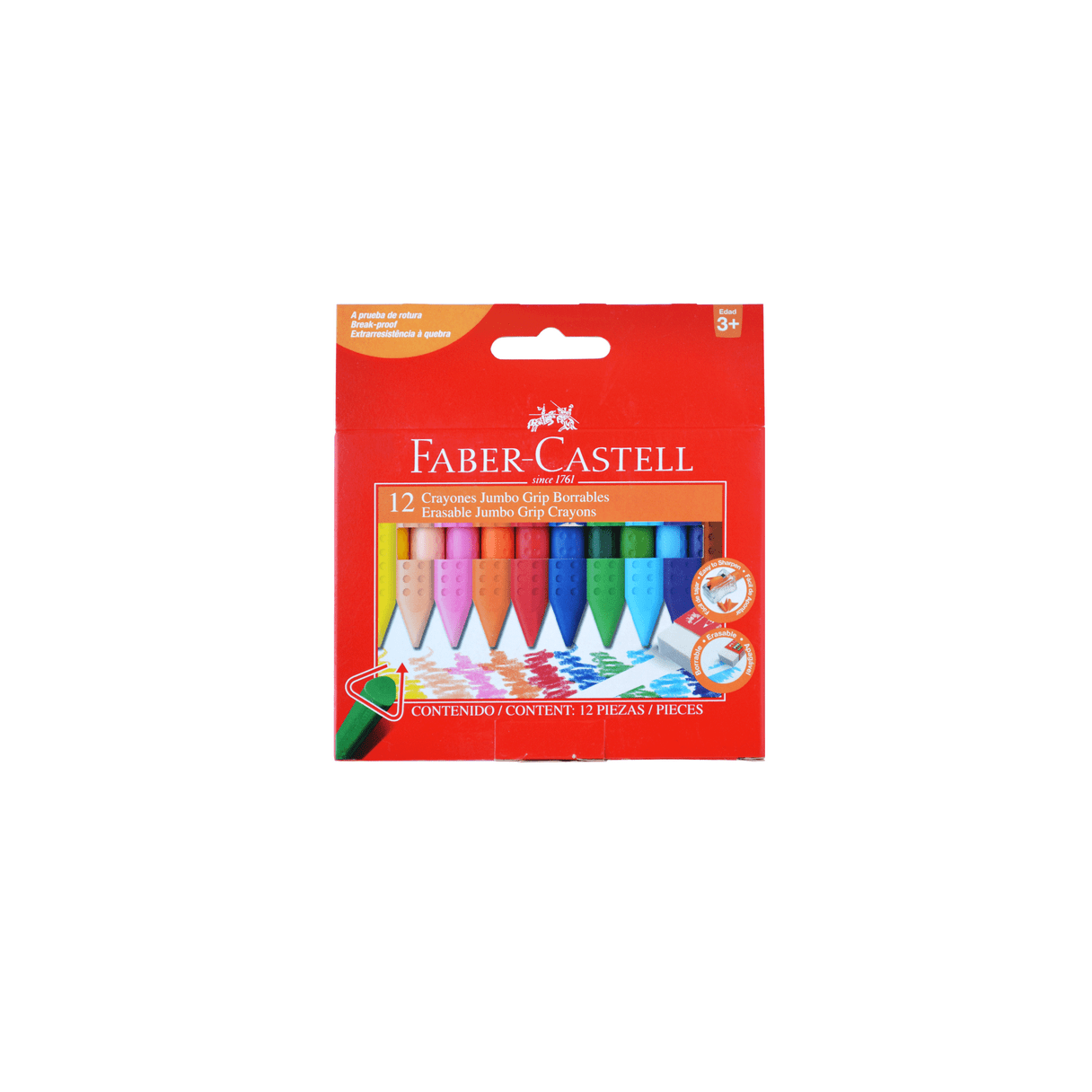 Lápices de cera Faber-Castell Triangular Jumbo grip 12 colores-0
