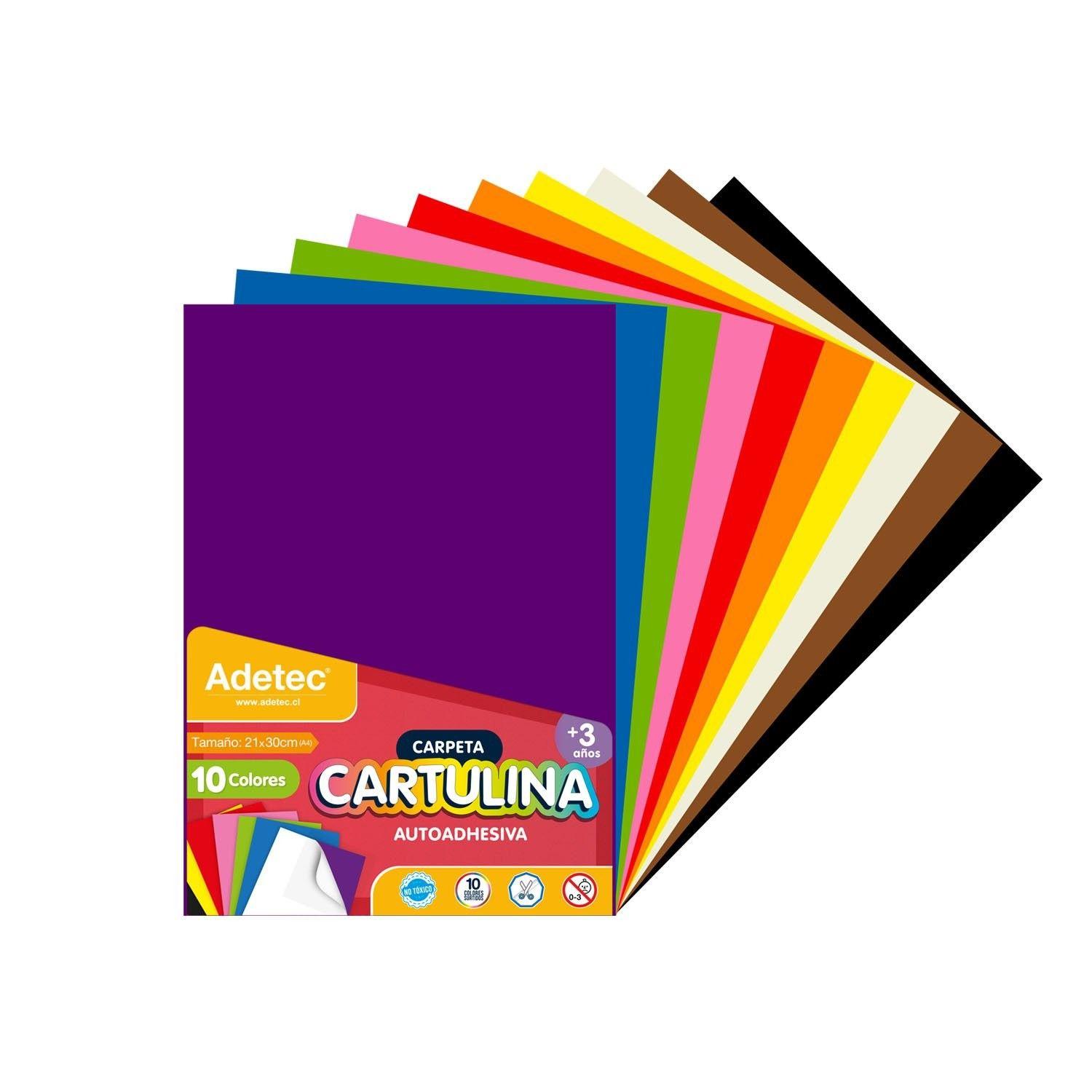 Cartulina adhesiva Adetec A4 10 colores-0