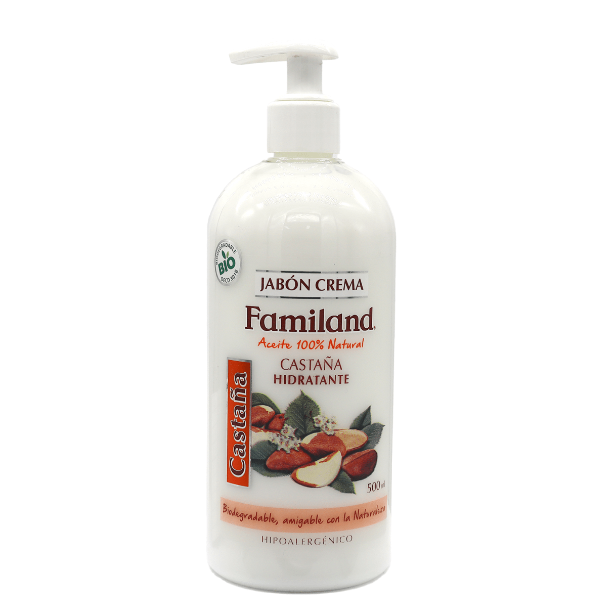 Jabón líquido Familand castaña 500 ml con válvula dosificadora-1