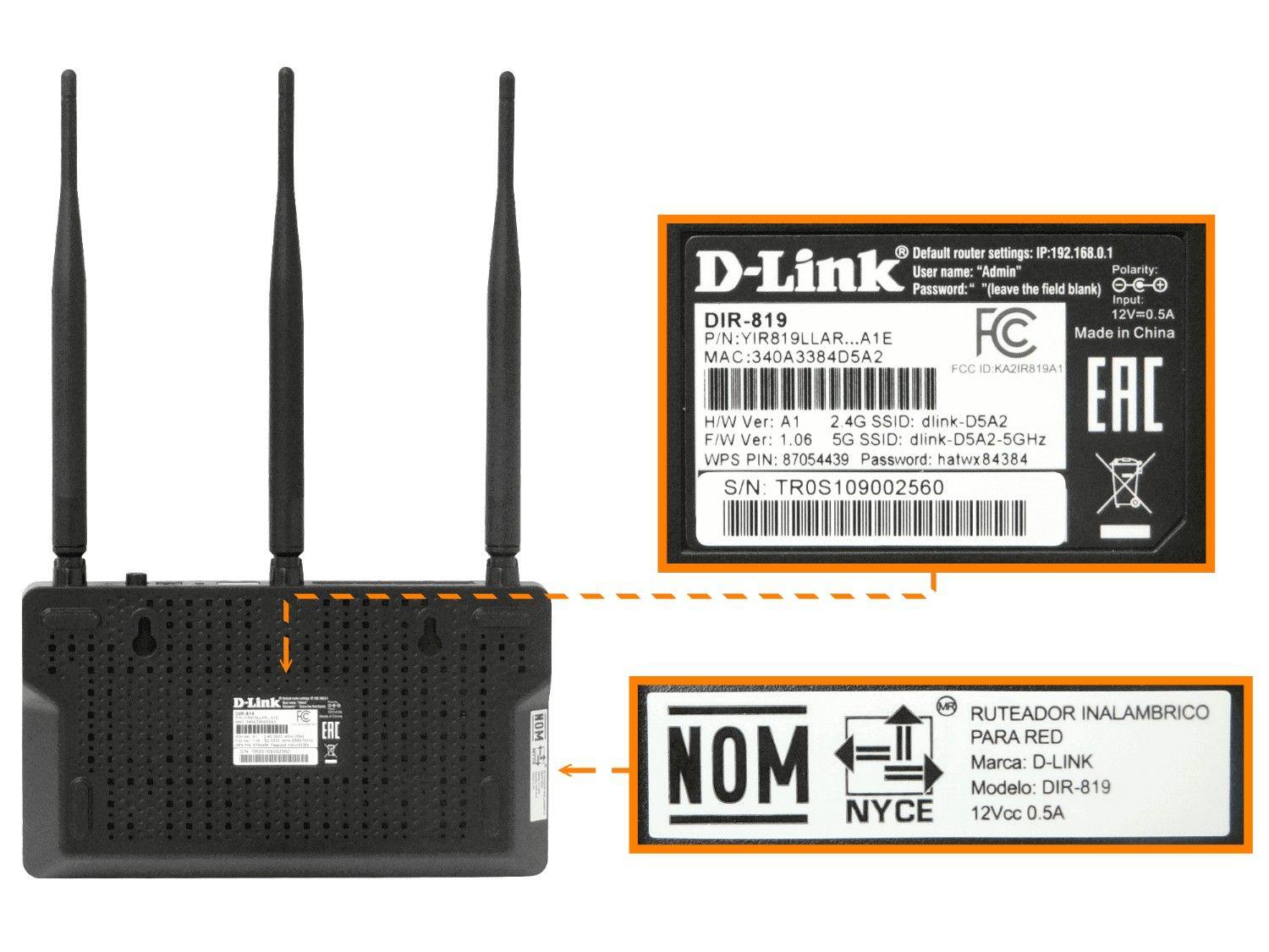 Router D-Link AC750 5GHz 433 Mbps 2,4GHz 300 Mbps con 3 antenas fijas-5