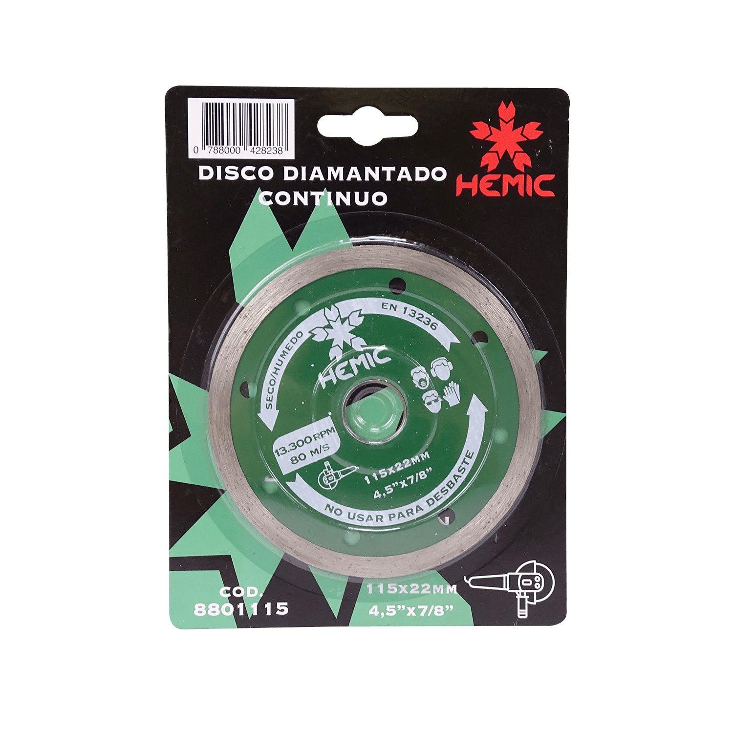 Disco de corte diamantado Hemic 115 mm liso 22 mm continuo-3