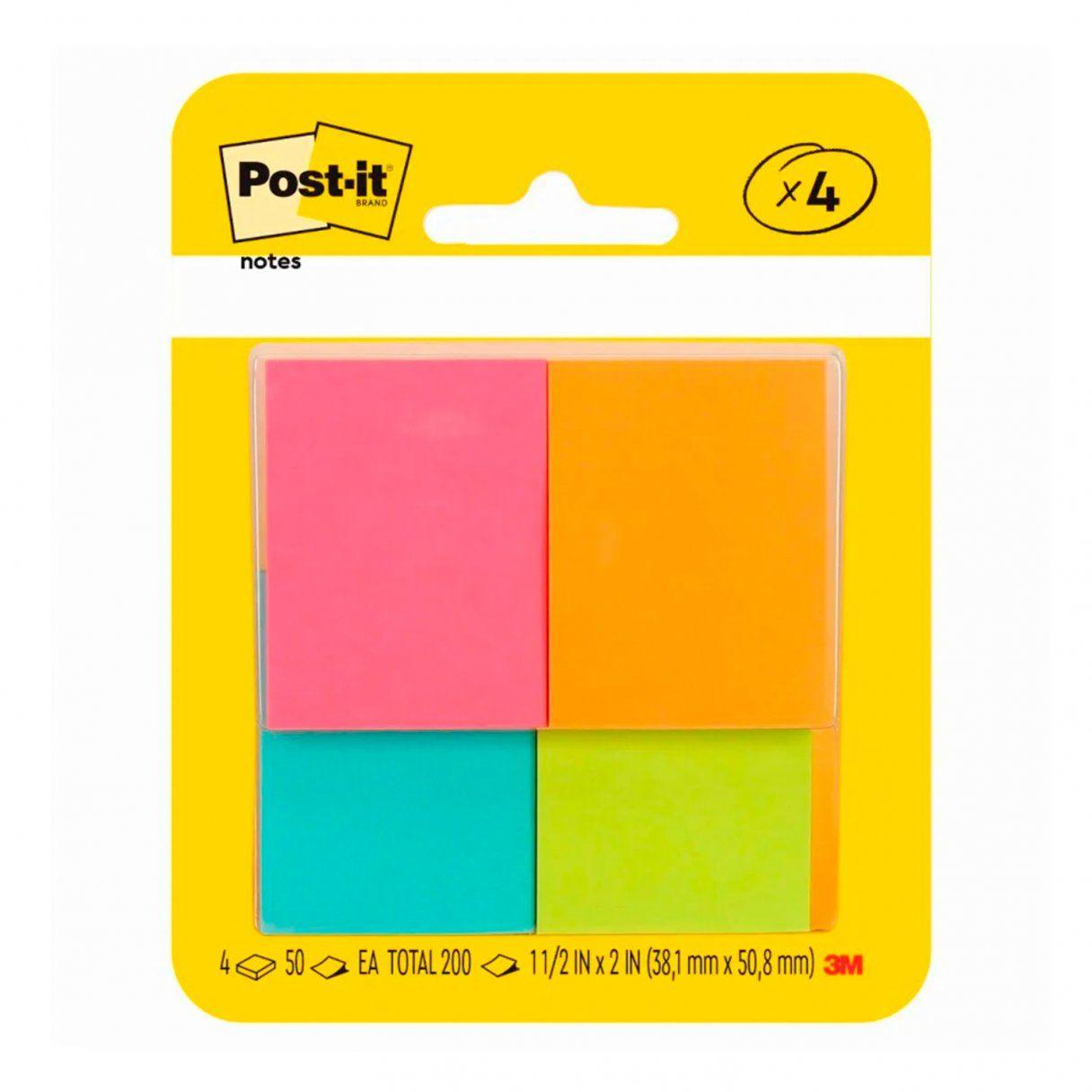 Nota adhesiva Post-It 653-4AF 38x50 mm 200 hojas neón-0