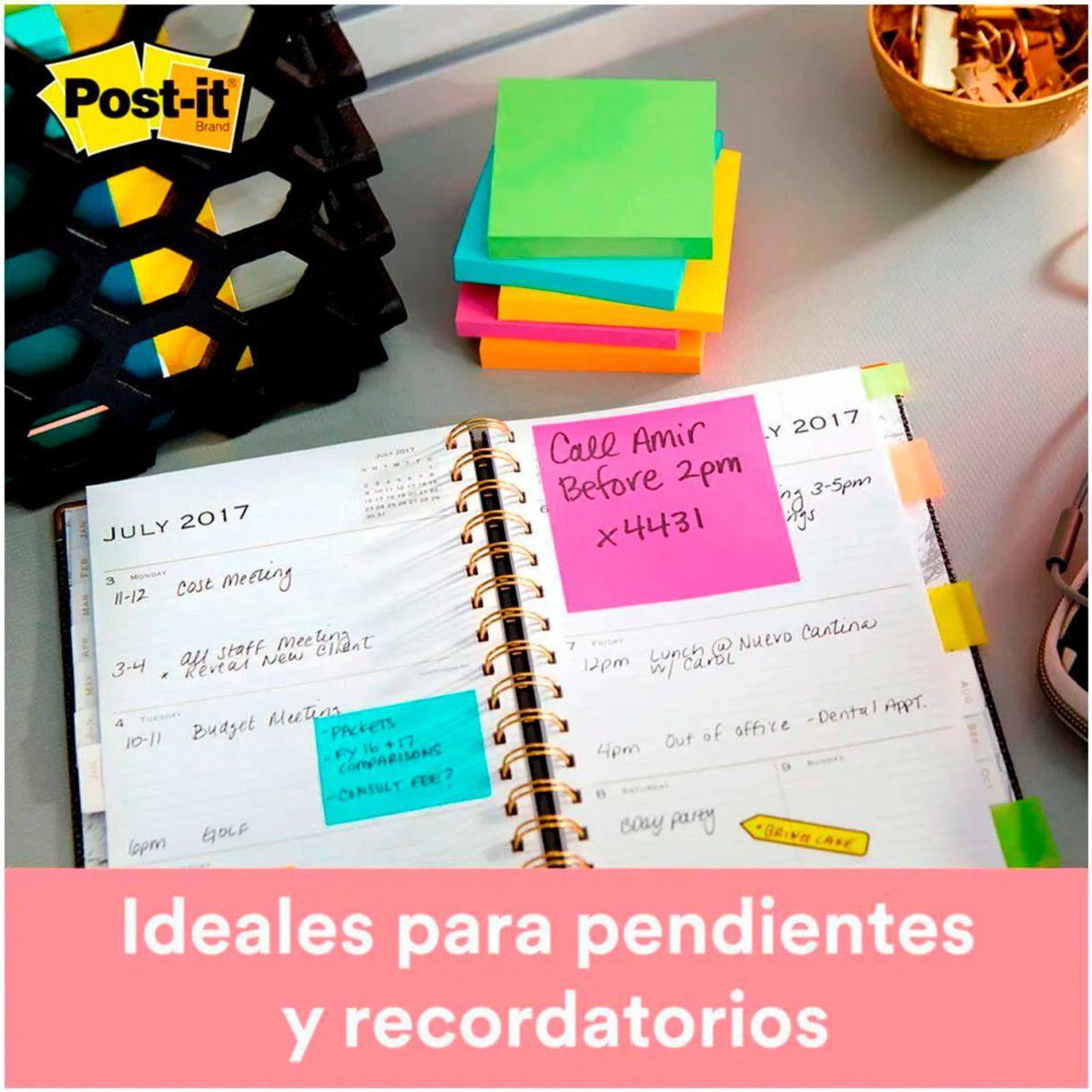 Nota adhesiva Post-It 653-4AF 38x50 mm 200 hojas neón-2