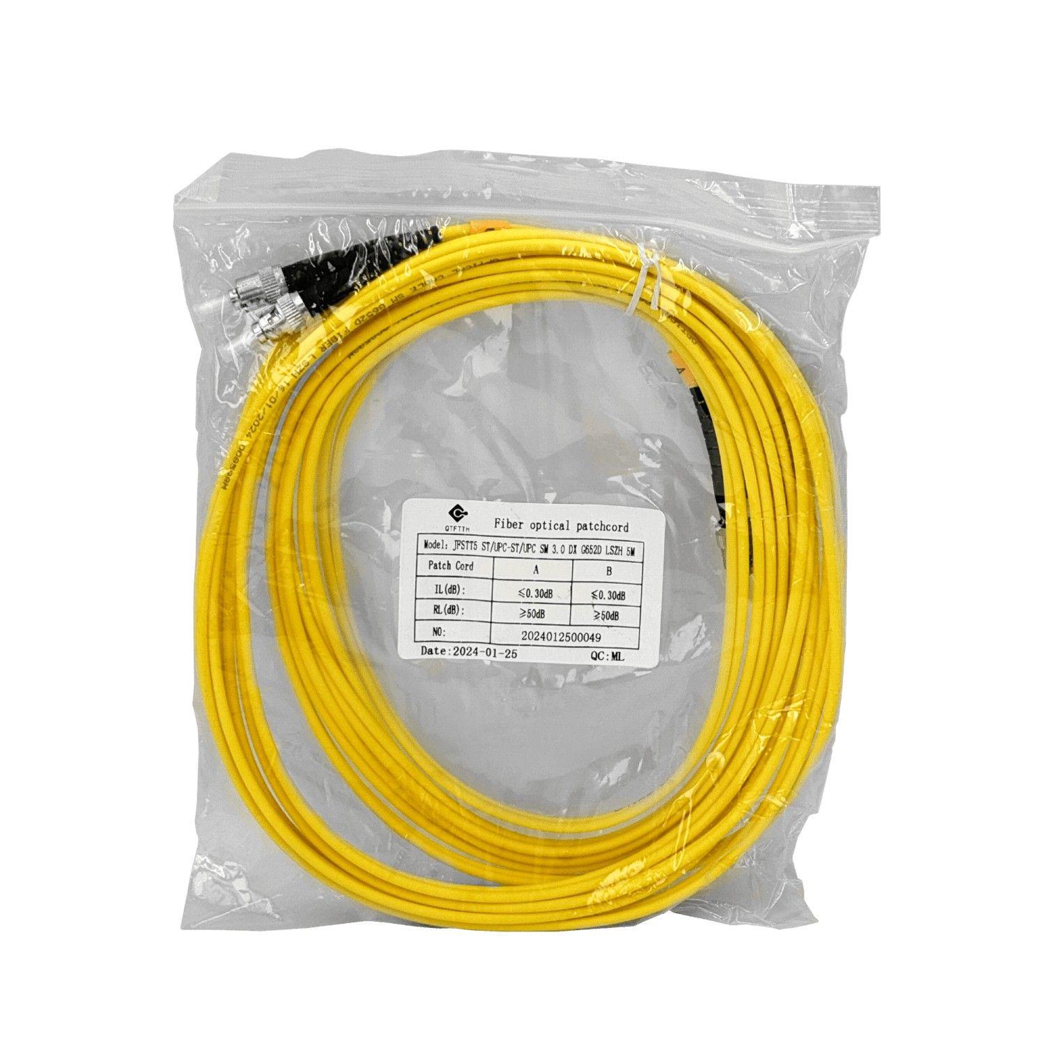 Cable jumper de fibra óptica SM Duplex 5 m 9/125 um 3 mm-5