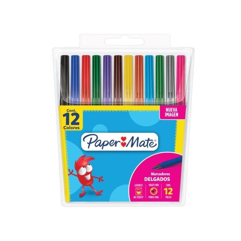 Plumón escolar Paper Mate 12 colores-0