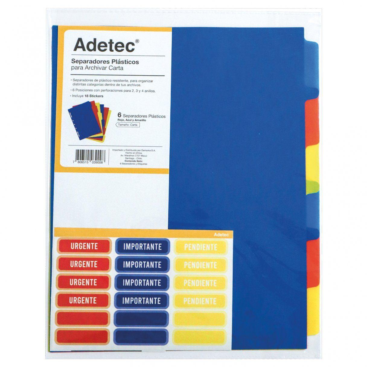 Separador de carta ADETEC 6 divisiones plástico-1