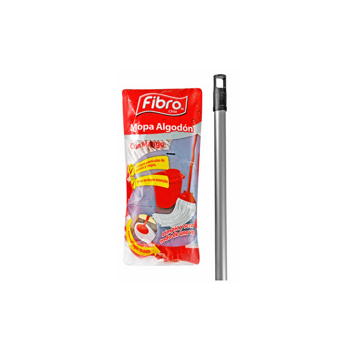 Mopa de limpieza Fibro de algodón con palo 22 cm-1
