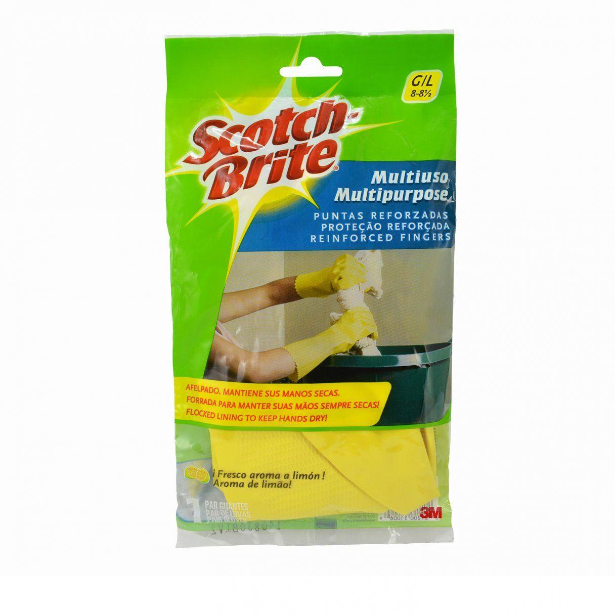 Guantes de látex Scotch Brite Multiuso afelpado L amarillo-0