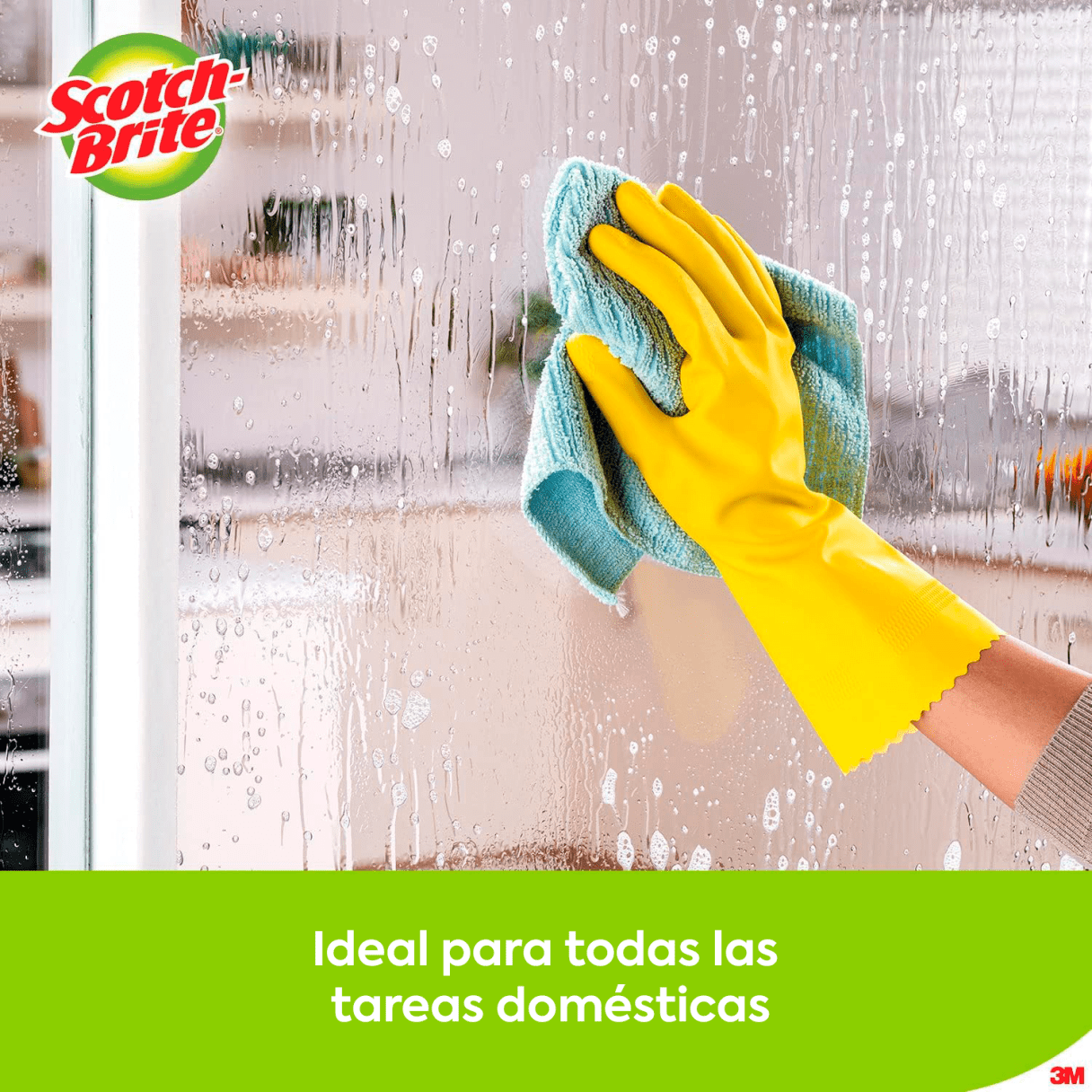 Guantes de látex Scotch Brite Multiuso afelpado L amarillo-3