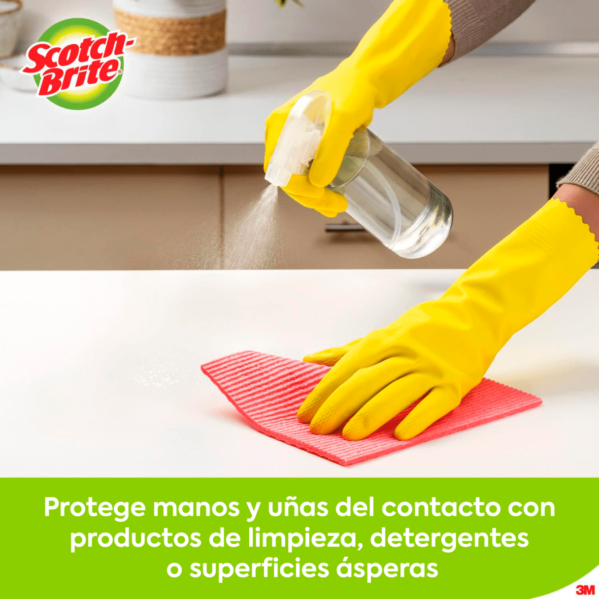 Guantes de látex Scotch Brite Multiuso afelpado L amarillo-4