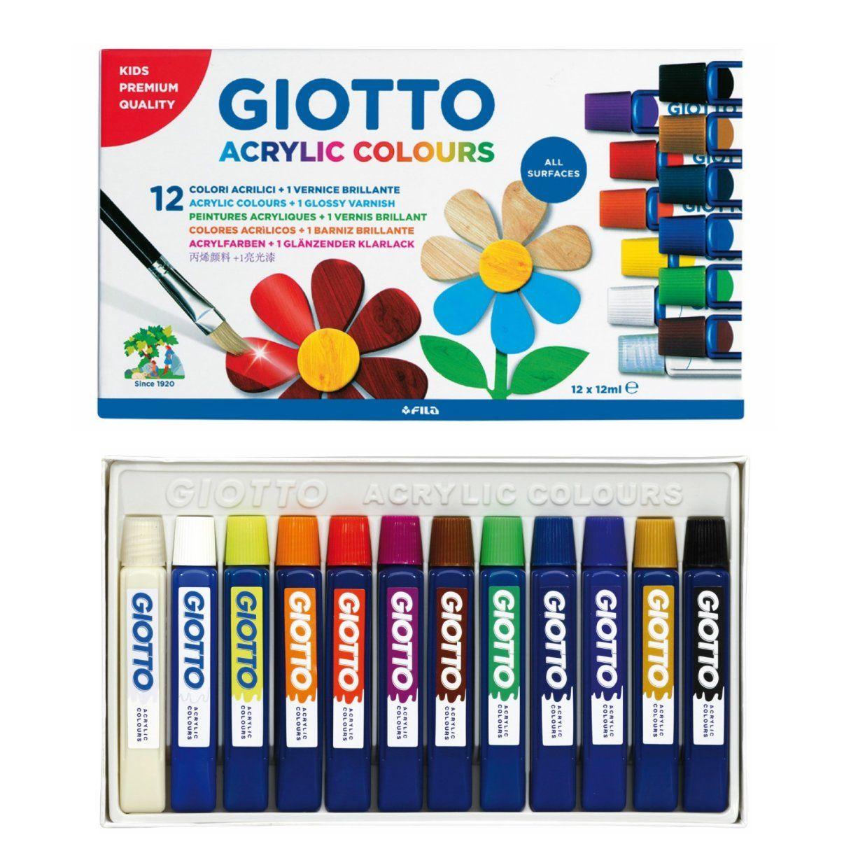 Pintura acrílica Giotto 12 ml 12 colores con barniz brillante-1