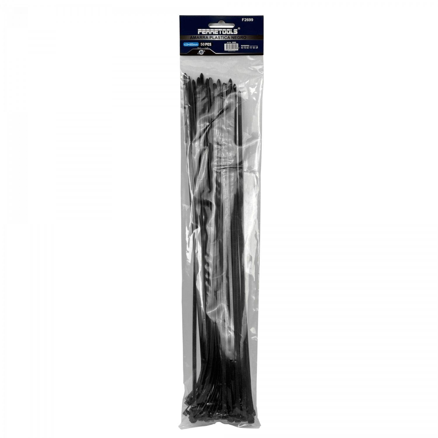 Amarra plástica 400x4,8 mm nylon negra 50 unidades-0