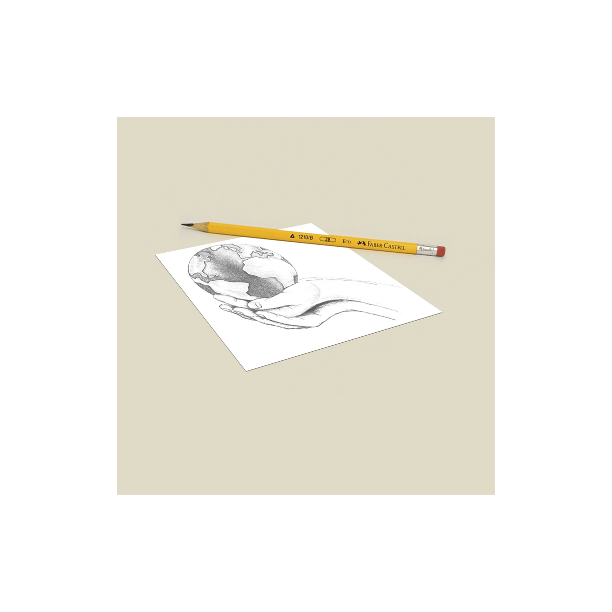 Lápiz grafito Faber-Castell N°2 B 1210 con goma amarillo-2