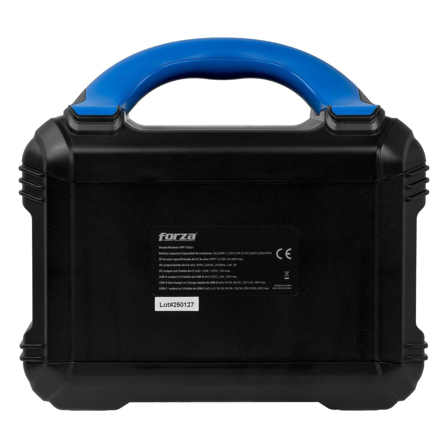 Batería portátil Forza 300 W 236 Wh con inversor Onda Pura MPPT-5