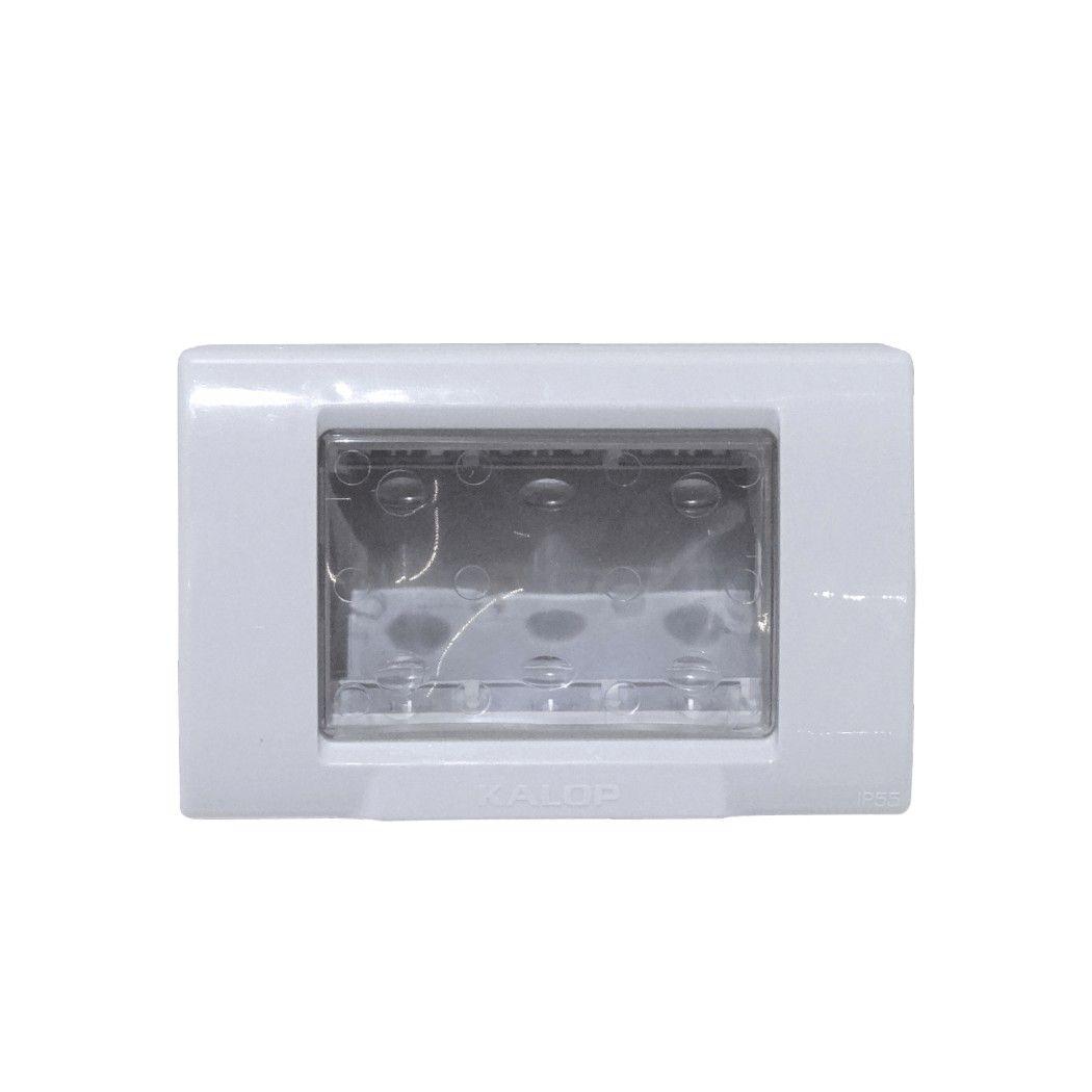 Caja de 3 módulos Kalop con tapa IP55 3 puestos gris-1