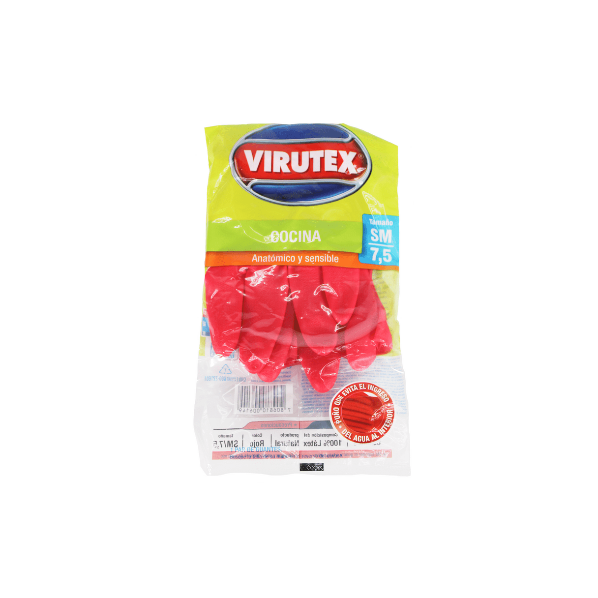 Guantes de látex Virutex multiuso cocina talla M rojo-0
