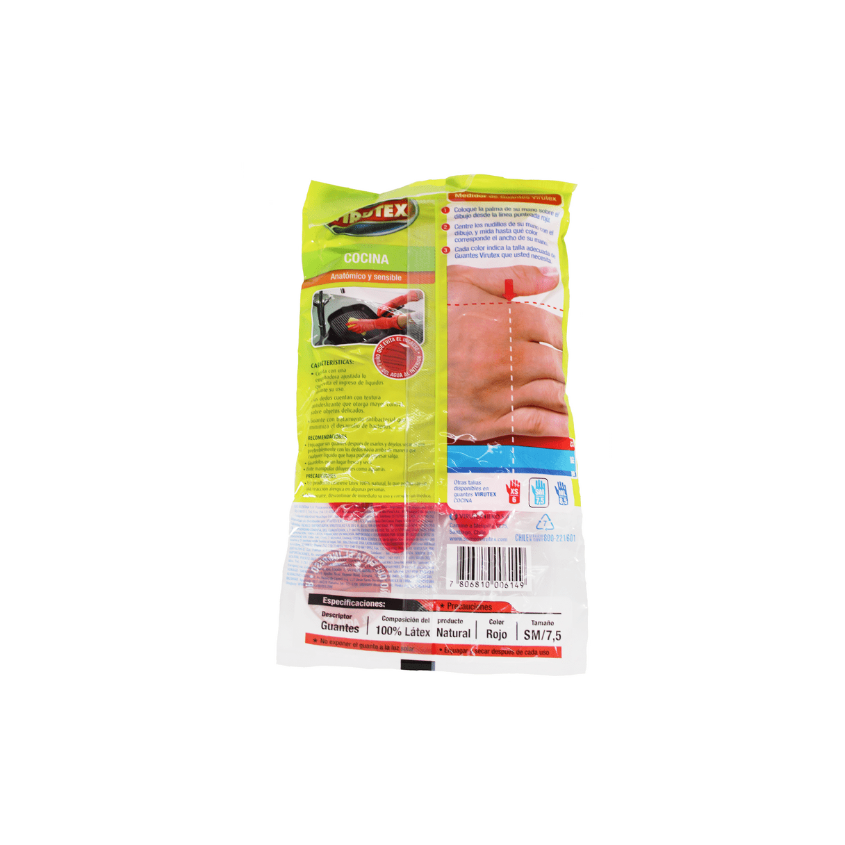 Guantes de látex Virutex multiuso cocina talla M rojo-1
