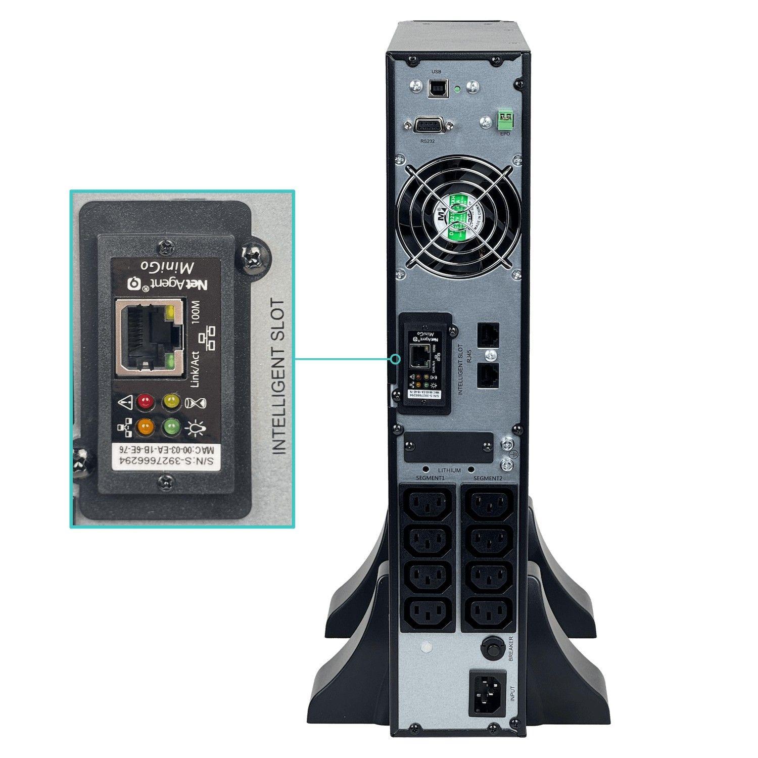 UPS Enersafe 1000 W 1 KVA 0/4 ms DB9 USB con SNMP Online 2U-3