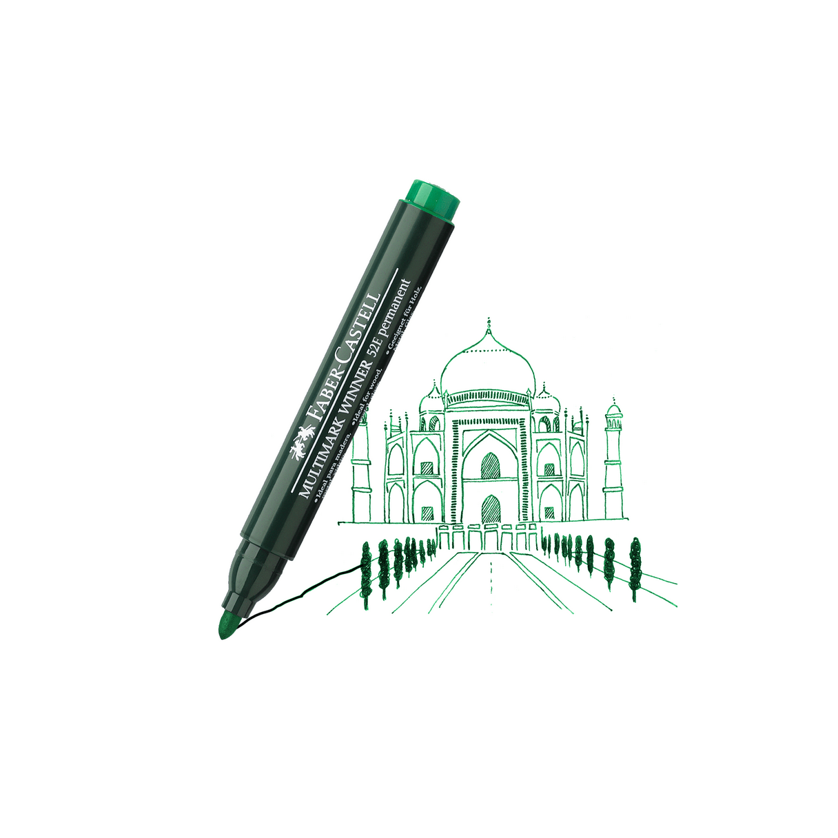 Marcador permanente Faber Castell 52 punta redonda verde-2